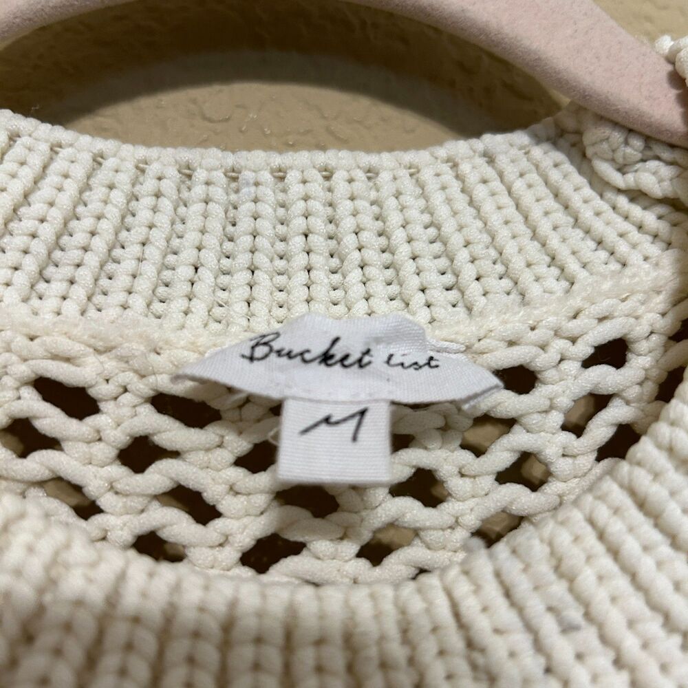 Bucket List Open Knit Crochet Sweater Women Medium Stretchy Oversized Beach Boho - Picture 8 of 10